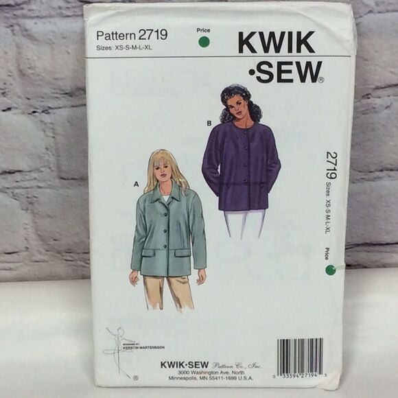Kwik Sew Sewing Pattern 2719 Uncut Women's Jacket Sz XS-XL 2 Styles Made In USA - Picture 1 of 5